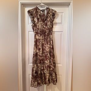 Steve Madden Brown and Cream Floral Maxi Dress